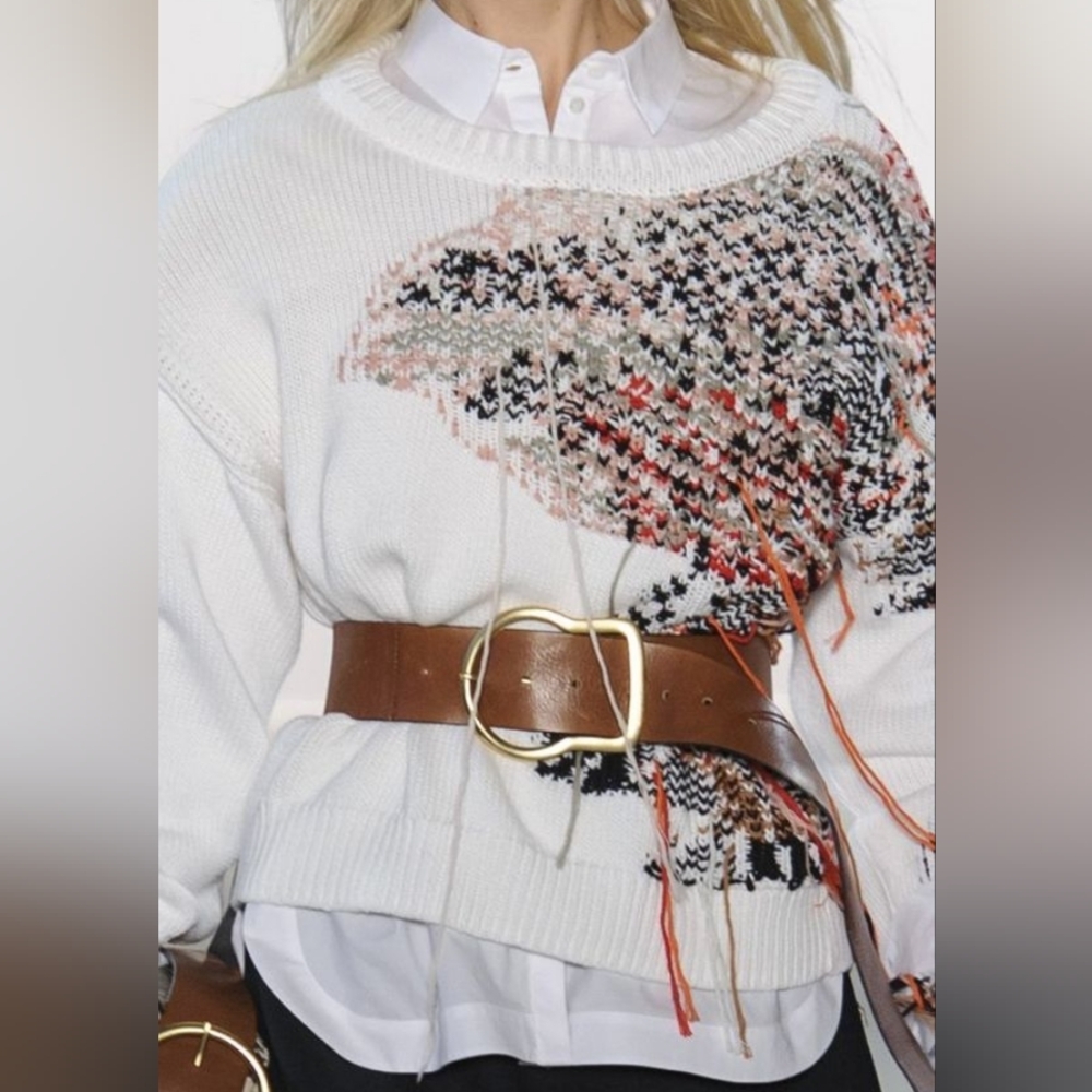 Dorothee Schumacher Fringe Sweater Cotton Knit Size Small - Picture 2 of 14
